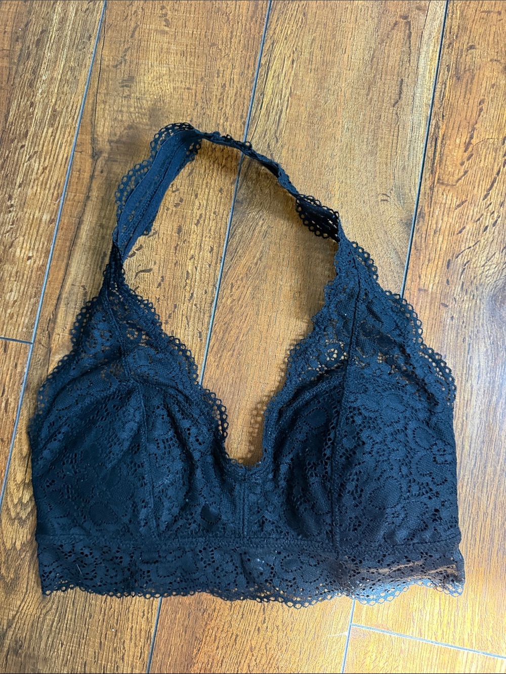 aerie Black Lace Halter Bralette